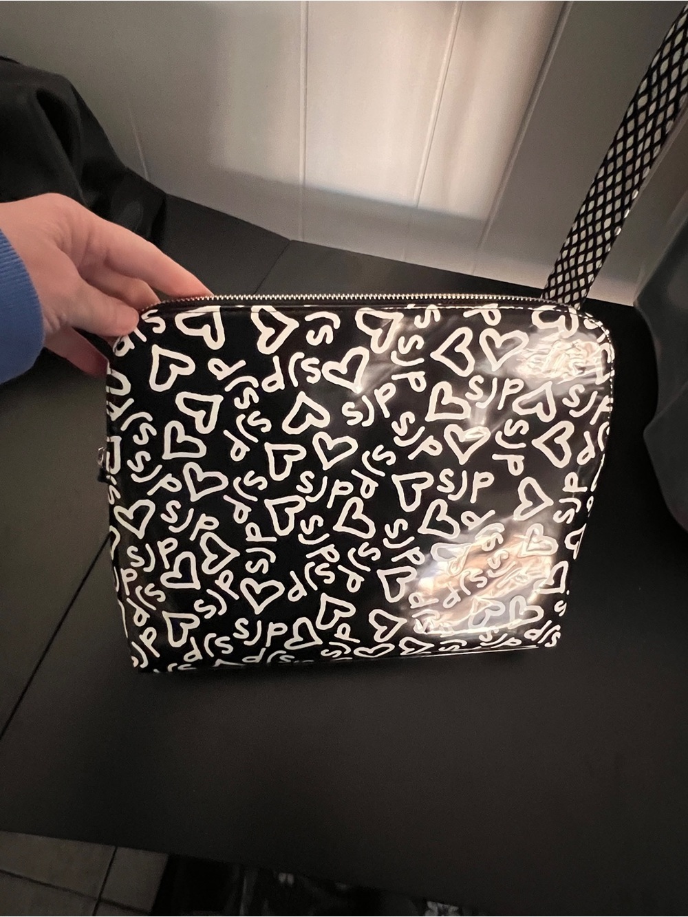 SJP makeup bag black and white